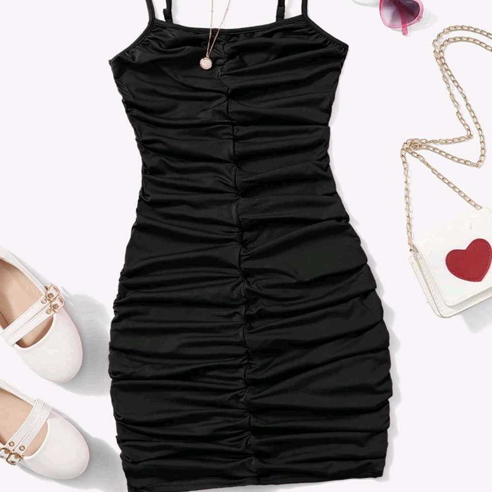 Elegant Black Ruched Dress